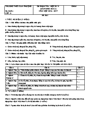 Đề kiểm tra học kỳ II môn Sinh học Lớp 6 - Năm học 2016-2017 - Trường TH Tân Tuyến
